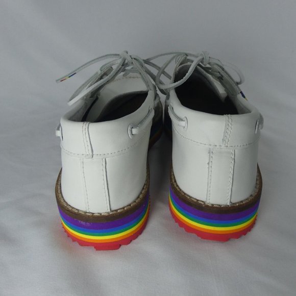 NEW Sperry Top Sider PRIDE Womens Leather Boat Shoes 5.5, 7.5 White STS87613 - Picture 2 of 9